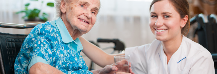 senior woman with her home caregiver